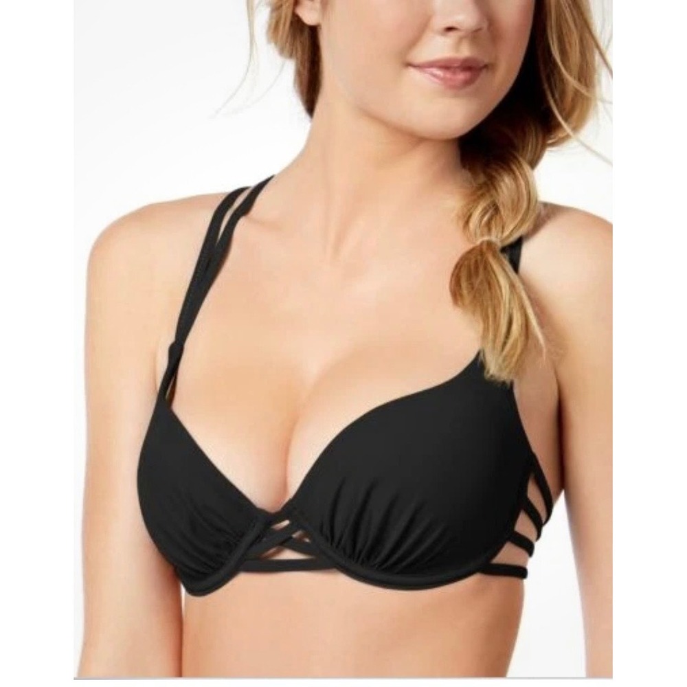 NWT Sundazed Harper Black Strappy Underwire Bikini Top 36B/C F17022